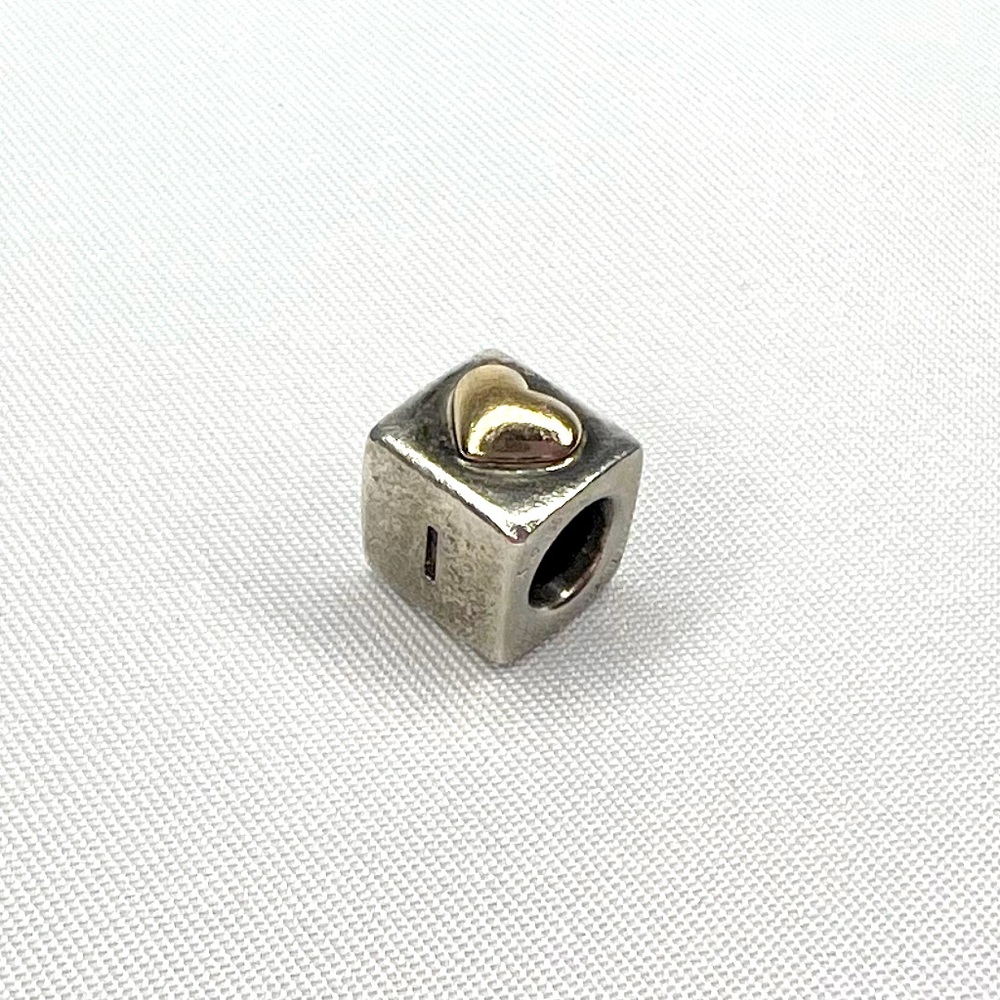 Pandora I Love You Cube Charm with Gold Heart